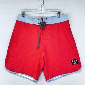 NRS Eddyline Board Shorts Mens 33‎ Red Quick-Dry Swim Trunks Surf Beach Stretch